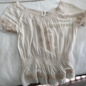 Off shoulder sheer blouse